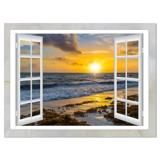 Designart - Open Window to Bright Yellow Sunset